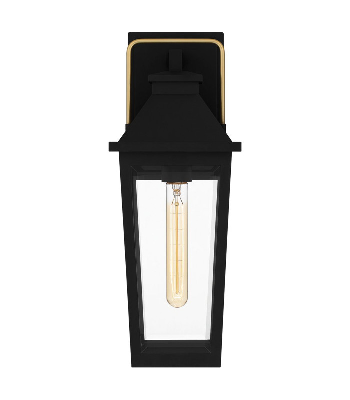 Quoizel Buckley Medium Outdoor Wall Lantern Classic Matt Black Brass Accent IP44 1x E27-6