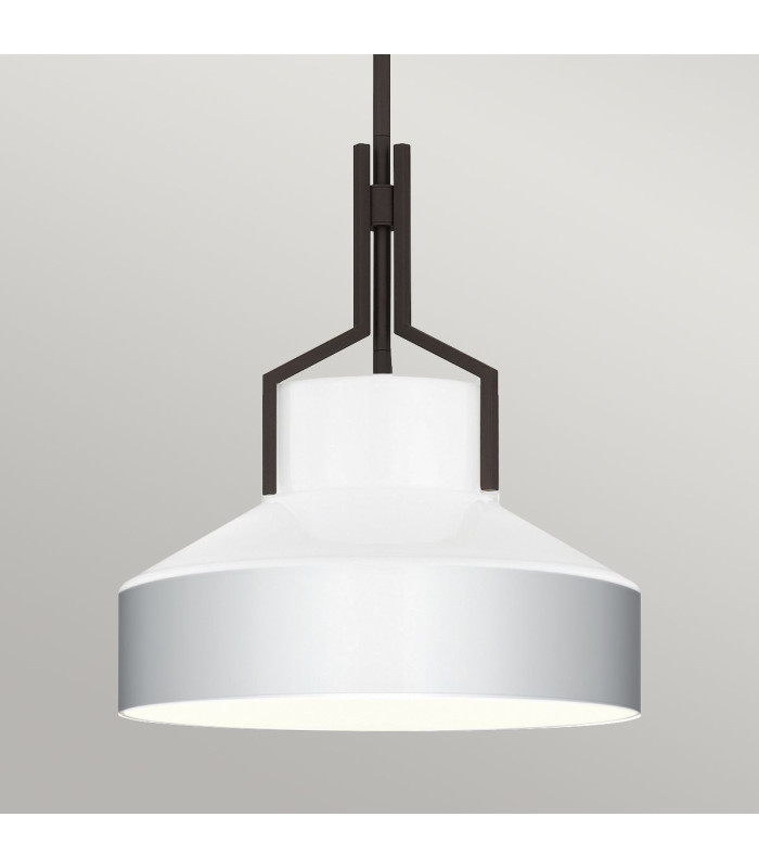 Quoizel Brecken Dome Pendant Ceiling Light Classic Old Bronze and faux Alabaster glass Shade 2x E27-6