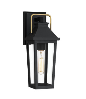 Quoizel Buckley Small Outdoor Wall Lantern Classic Matt Black Brass Accent IP44 1x E27-1