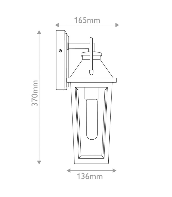 Quoizel Buckley Small Outdoor Wall Lantern Classic Matt Black Brass Accent IP44 1x E27-3