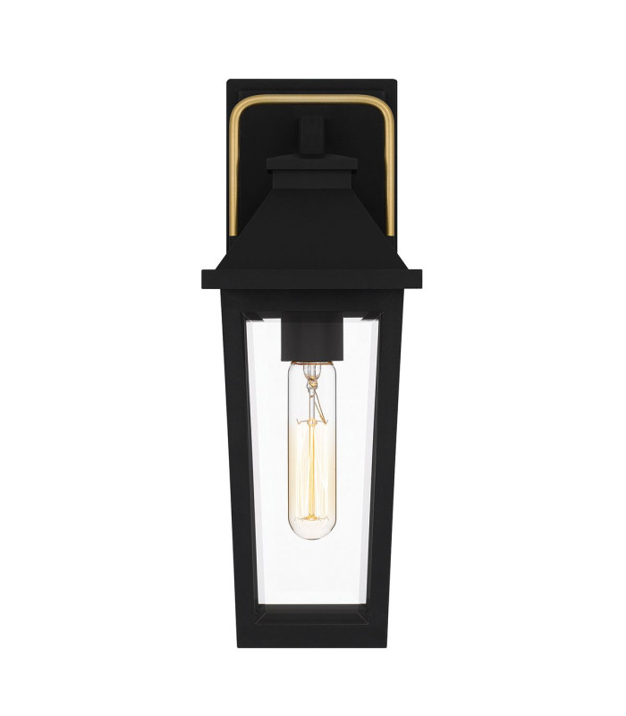 Quoizel Buckley Small Outdoor Wall Lantern Classic Matt Black Brass Accent IP44 1x E27-6