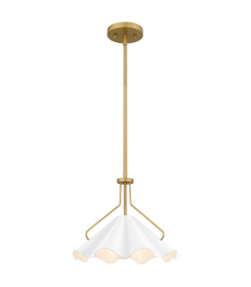 Quoizel Mejia Dome Pendant Ceiling Light Classic Aged Brass Textured White Steel Shade 1x E27-1