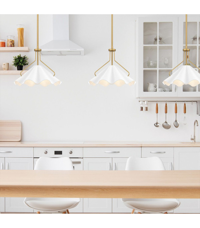 Quoizel Mejia Dome Pendant Ceiling Light Classic Aged Brass Textured White Steel Shade 1x E27-4