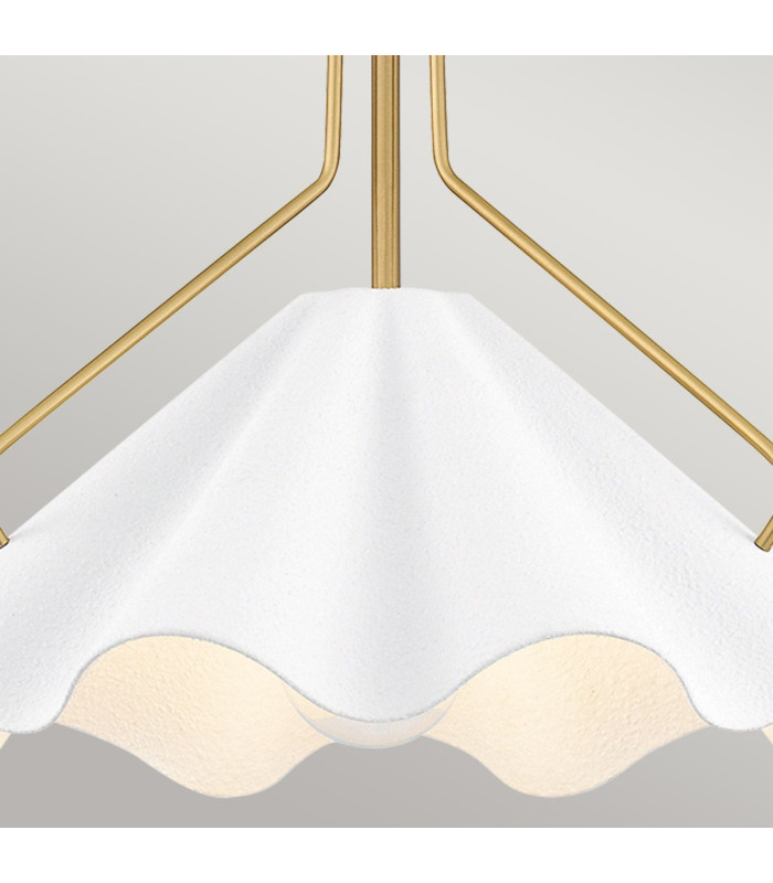 Quoizel Mejia Dome Pendant Ceiling Light Classic Aged Brass Textured White Steel Shade 1x E27-6