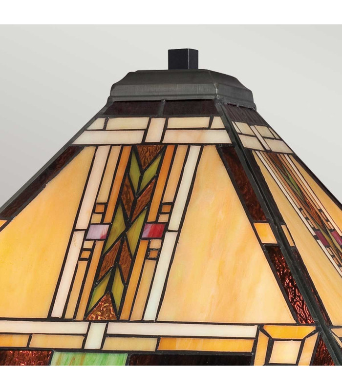 Quoizel Navajo Table Lamp Traditional Bronze Art Glass Shade 2x E27-5