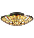 Quoizel Reed Ceiling Light Tiffany Style Valiant Bronze Art Glass Shade 2x E27-1