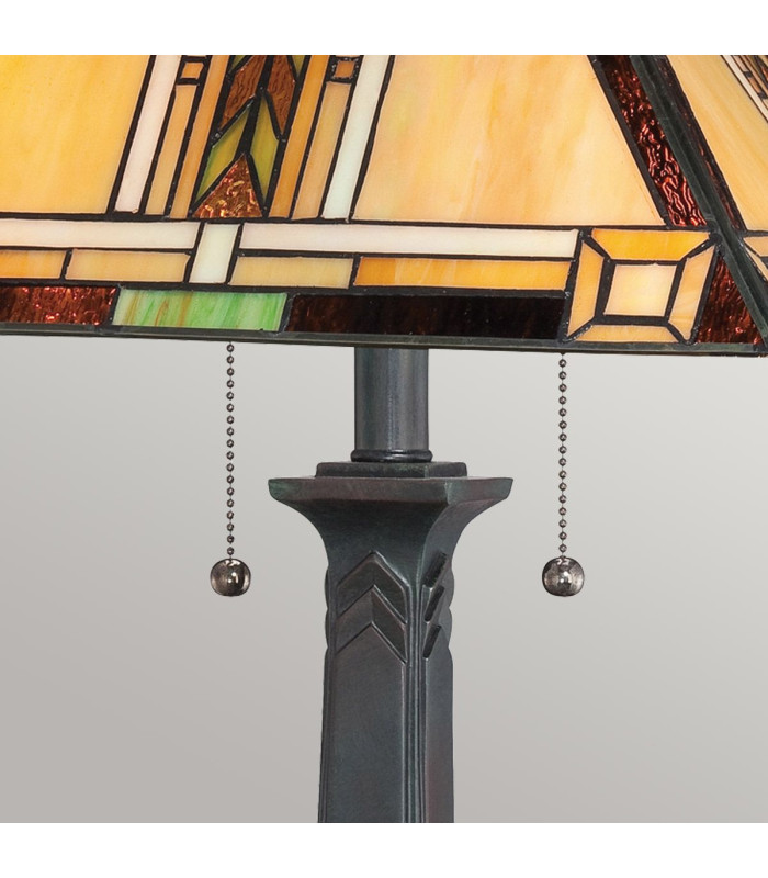 Quoizel Navajo Table Lamp Traditional Bronze Art Glass Shade 2x E27-6