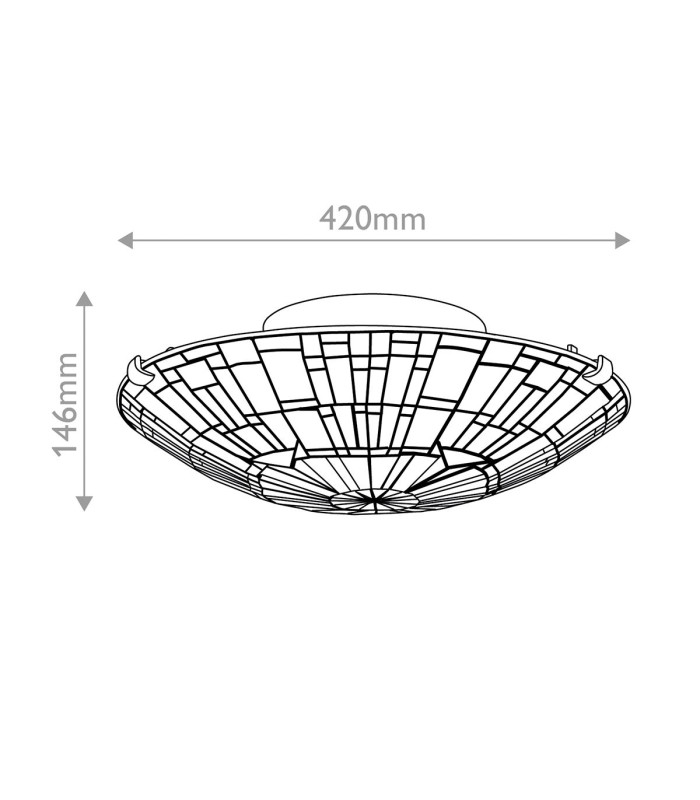 Quoizel Reed Ceiling Light Tiffany Style Valiant Bronze Art Glass Shade 2x E27-3