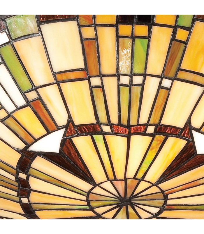 Quoizel Reed Ceiling Light Tiffany Style Valiant Bronze Art Glass Shade 2x E27-4
