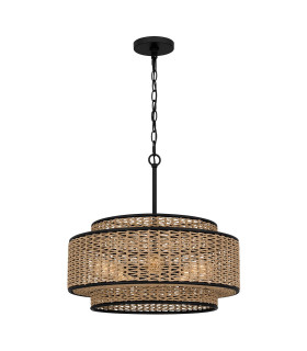 Quoizel Teton Cylindrical Pendant Ceiling Light Contemporary Matt Black 5x E27-1