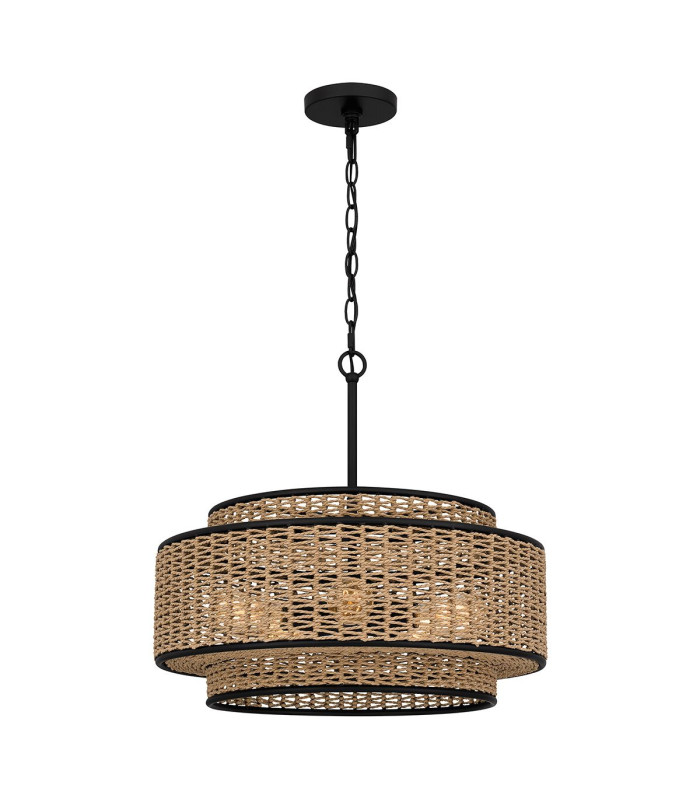 Quoizel Teton Cylindrical Pendant Ceiling Light Contemporary Matt Black 5x E27-1