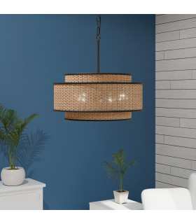 Quoizel Teton Cylindrical Pendant Ceiling Light Contemporary Matt Black 5x E27-2