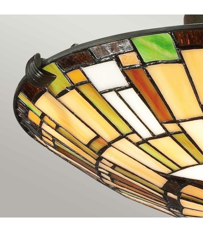 Quoizel Reed Ceiling Light Tiffany Style Valiant Bronze Art Glass Shade 2x E27-6