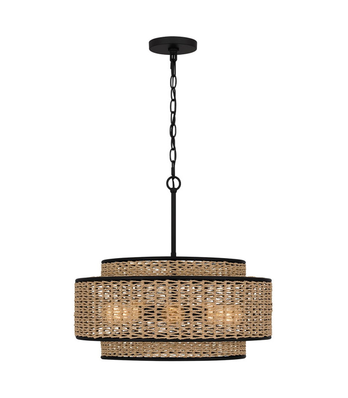 Quoizel Teton Cylindrical Pendant Ceiling Light Contemporary Matt Black 5x E27-5
