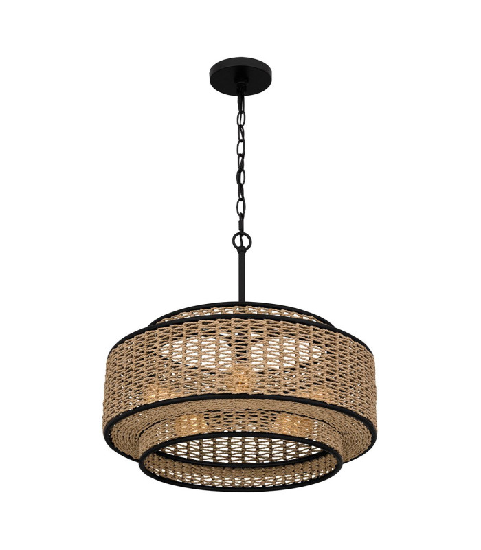 Quoizel Teton Cylindrical Pendant Ceiling Light Contemporary Matt Black 5x E27-6