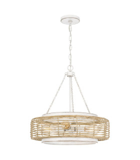 Quoizel Waylon Cylindrical Pendant Ceiling Light Contemporary Antique White 4x E27-1