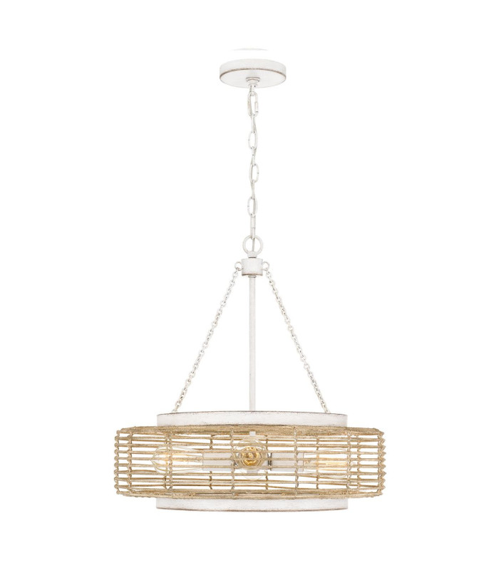 Quoizel Waylon Cylindrical Pendant Ceiling Light Contemporary Antique White 4x E27-4