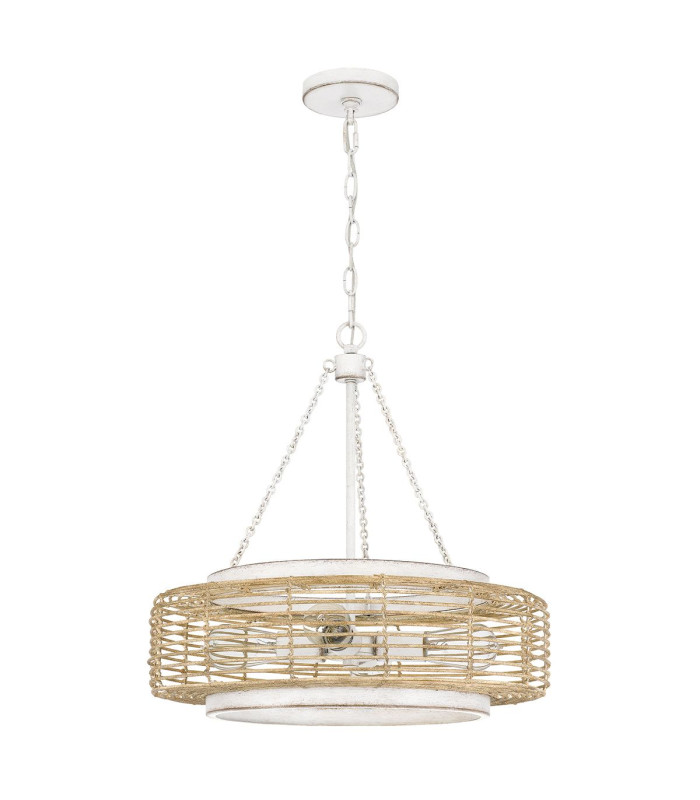 Quoizel Waylon Cylindrical Pendant Ceiling Light Contemporary Antique White 4x E27-6