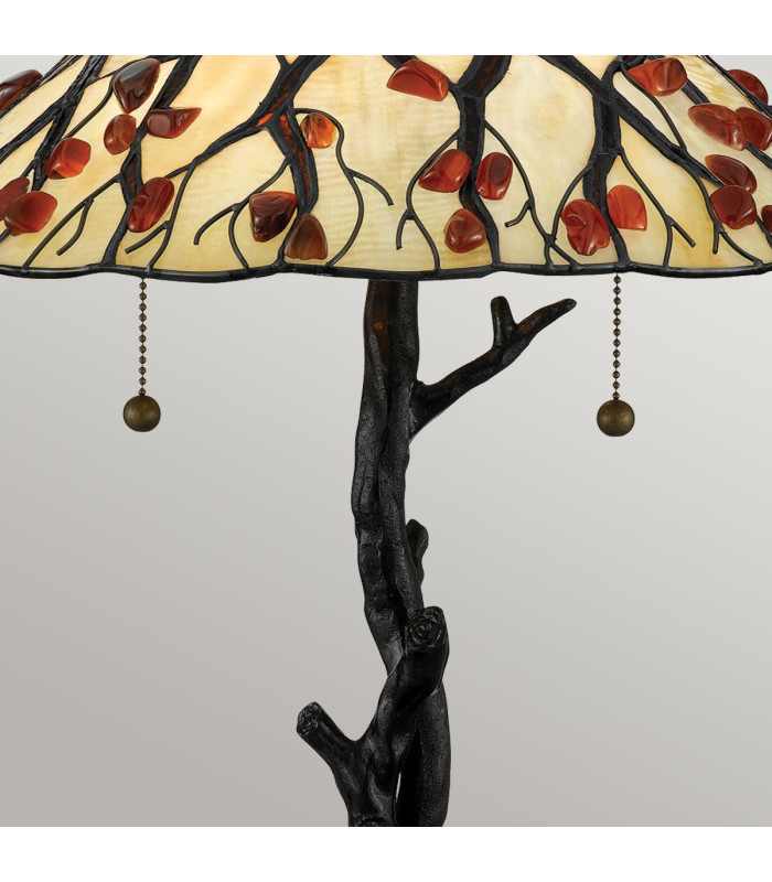 Quoizel Whispering Table Lamp Tiffany Style Valiant Bronze Art Glass Shade 2x E27-5