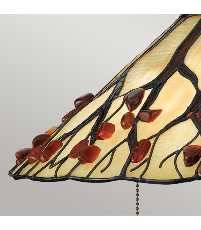 Quoizel Whispering Table Lamp Tiffany Style Valiant Bronze Art Glass Shade 2x E27-6
