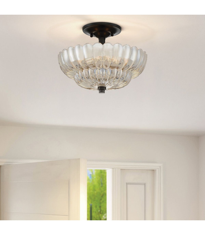 Quoizel Whitecap Ceiling Light Traditional Tinted Amber Glass Mottled Cocoa Brown 3x E14-2