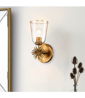 Staring Wall Lamp Contemporary Distressed Gold Glass Shade 1x E27-2