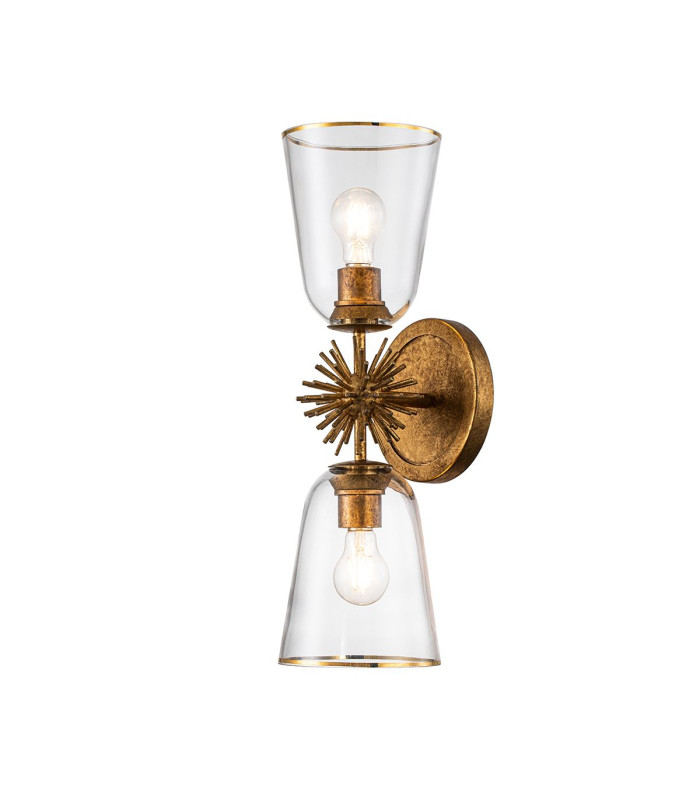 Staring Wall Lamp Contemporary Distressed Gold Glass Shades 2x E27-1