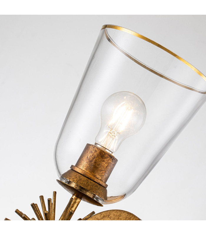 Staring Wall Lamp Contemporary Distressed Gold Glass Shade 1x E27-4