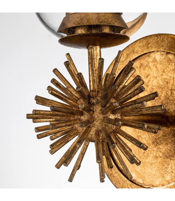 Staring Wall Lamp Contemporary Distressed Gold Glass Shade 1x E27-6