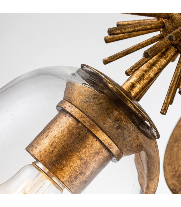 Staring Wall Lamp Contemporary Distressed Gold Glass Shades 2x E27-6