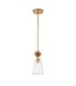 Staring Slim Pendant Ceiling Light Contemporary Distressed Gold 1x E27 Clear Shade-1