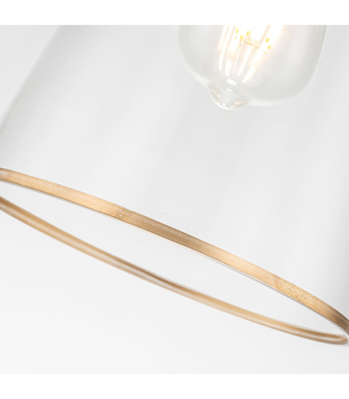 Staring Slim Pendant Ceiling Light Contemporary Distressed Gold 1x E27 Clear Shade-6