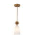 Staring Slim Pendant Ceiling Light Contemporary Distressed Gold 1x E27 Opal Shade-2