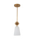 Staring Slim Pendant Ceiling Light Contemporary Distressed Gold 1x E27 Opal Shade-5