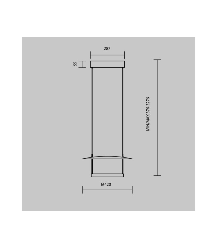 Ambience II Modern 42cm Pendant Ceiling Light Dimmable Black 3000K 1000lm White Shade-3