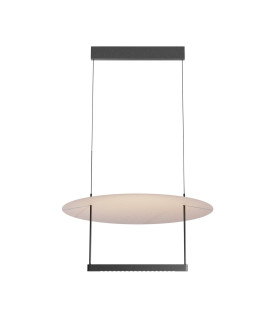 Ambience II Modern 60cm Pendant Ceiling Light Dimmable Black 3000K 1400lm White Shade-1