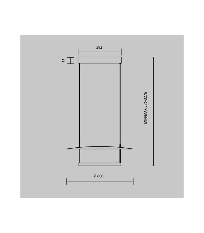Ambience II Modern 60cm Pendant Ceiling Light Dimmable Black 3000K 1400lm White Shade-3