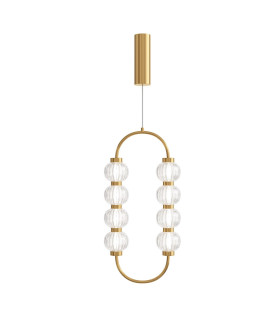 Amulet Oval Modern Pendant Ceiling Light Gold 3000K 700lm Glass Shade-1