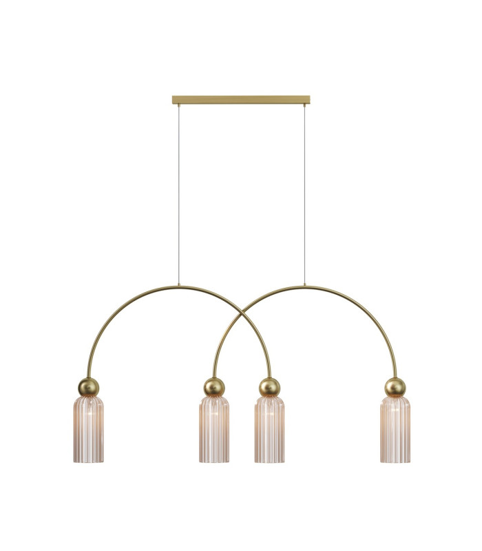 Antic Modern Bar Pendant Ceiling Light Gold 4xE14 Cognac Shade-1