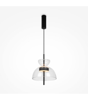 Bangkok II Modern 25cm Dome Pendant Ceiling Light Black 3000K 1300lm Glass Shade-1