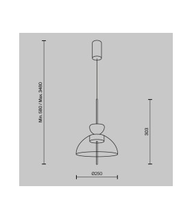 Bangkok II Modern 25cm Dome Pendant Ceiling Light Black 3000K 1300lm Glass Shade-3