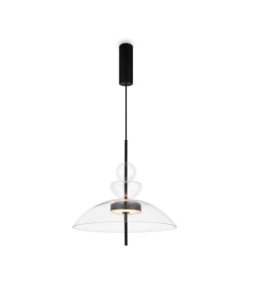 Bangkok Modern 40cm Dome Pendant Ceiling Light Black 3000K 1300lm Glass Shade-1