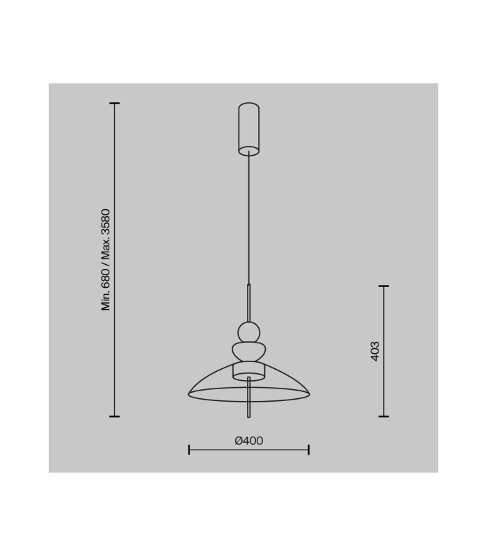 Bangkok Modern 40cm Dome Pendant Ceiling Light Black 3000K 1300lm Glass Shade-3