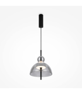 Bangkok I Modern 25cm Dome Pendant Ceiling Light Black 3000K 1300lm Smoky Shade-1