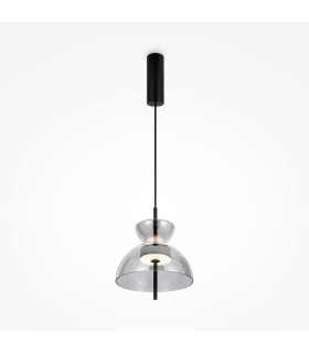 Bangkok II Modern 25cm Dome Pendant Ceiling Light Black 3000K 1300lm Smoky Shade-1