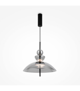 Bangkok Modern 40cm Dome Pendant Ceiling Light Black 3000K 1300lm Smoky Shade-1