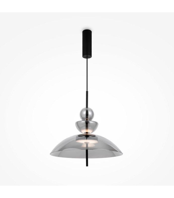 Bangkok Modern 40cm Dome Pendant Ceiling Light Black 3000K 1300lm Smoky Shade-1