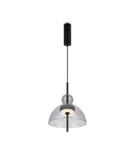 Bangkok I Modern 25cm Dome Pendant Ceiling Light Black 3000K 1300lm Grey Shade-1