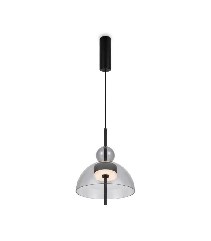 Bangkok I Modern 25cm Dome Pendant Ceiling Light Black 3000K 1300lm Grey Shade-1