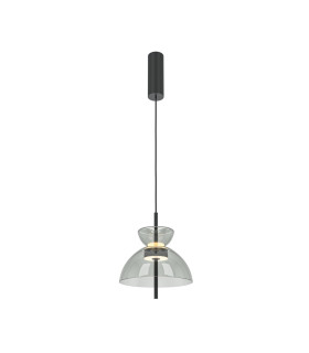 Bangkok II Modern 25cm Dome Pendant Ceiling Light Black 3000K 1300lm Grey Shade-1